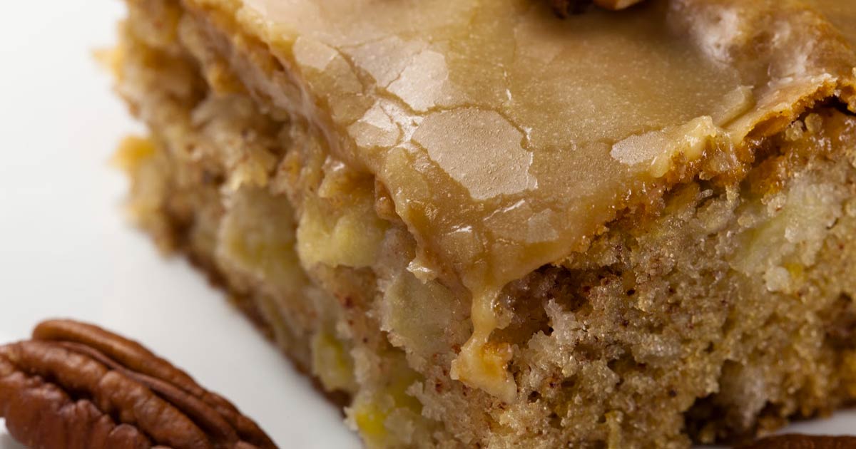 Apple Pecan Cake With Caramel Glaze
