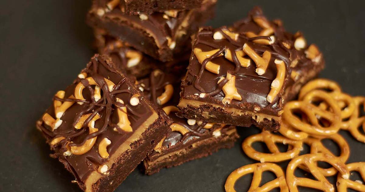 Salted Pretzel Caramel Brownies