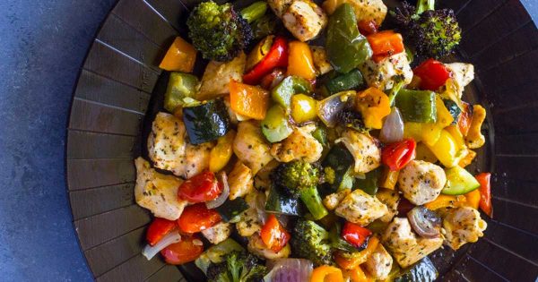 15 Minute Healthy Roasted Chicken and Veggies (One Pan)