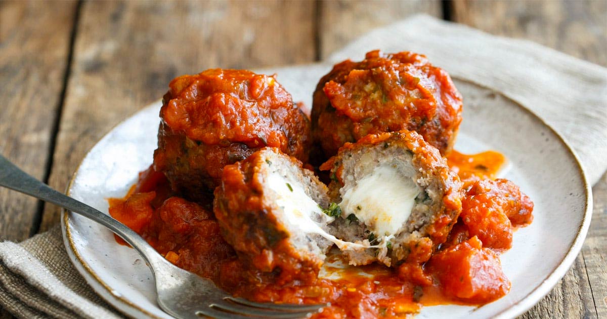Mozzarella Stuffed Meatballs