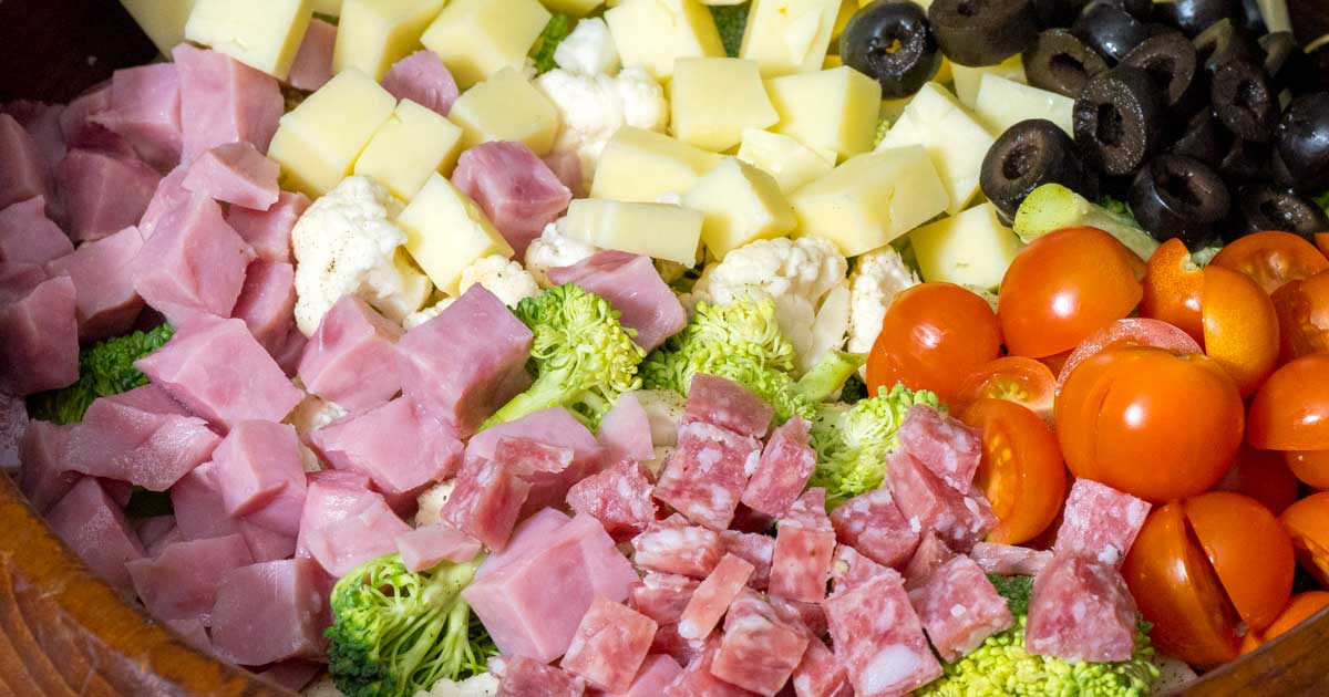 Broccoli Cauliflower Ham Salad