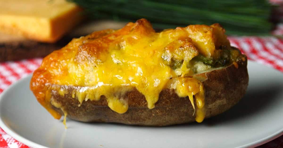 Broccoli Cheddar Stuffed Potatoes