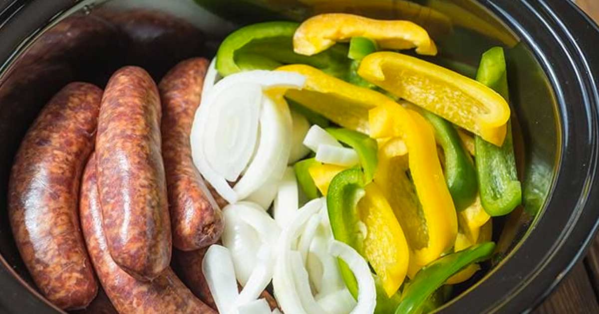 Sausages With Peppers And Onions Slow Cooker   Sausages With Peppers And Onions Slow Cooker 