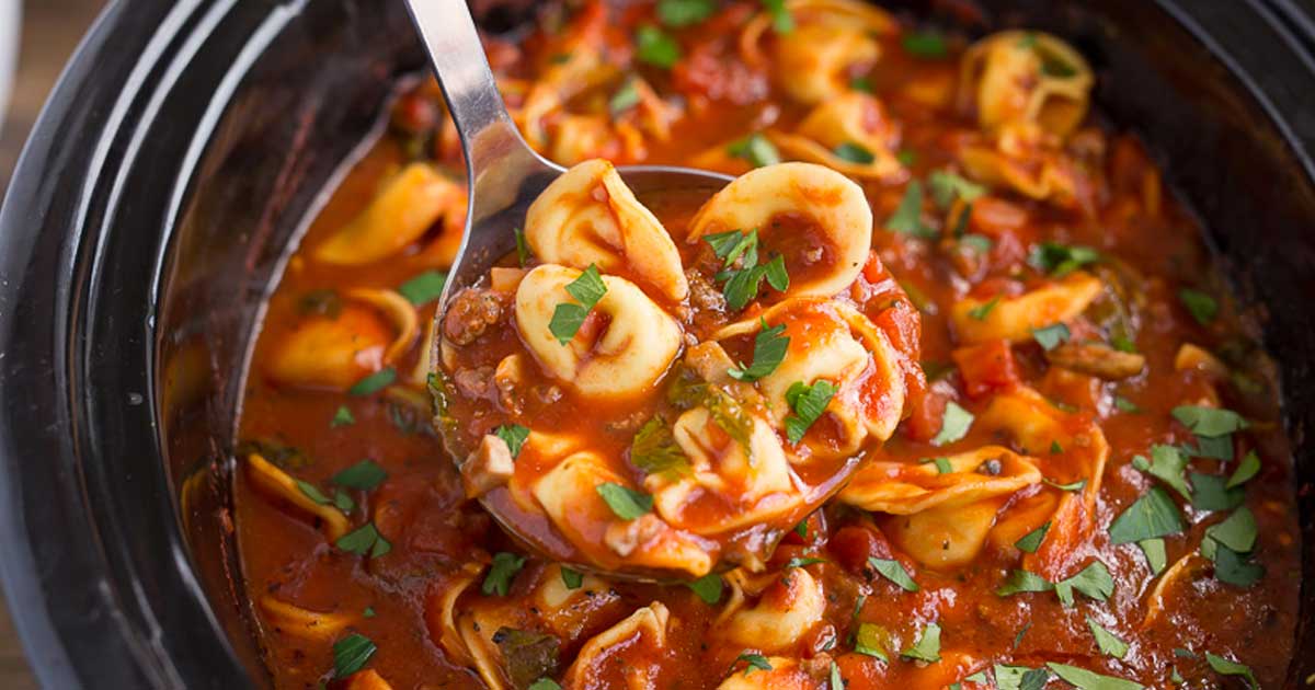 Spicy Beef Tortellini Soup (Slow Cooker)