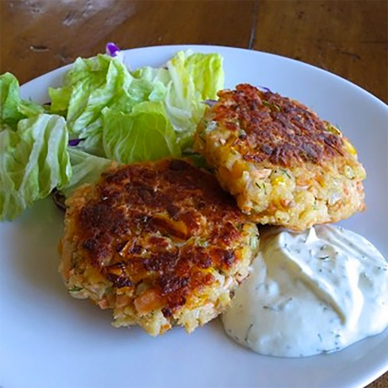 Salmon Cakes with Dill Mustard Sauce