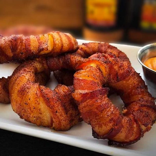 Smoked Bacon Wrapped Onion Rings