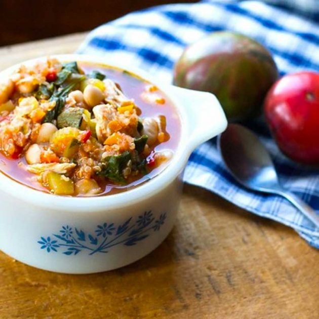 Summer Vegetable and Chicken Quinoa Minestrone