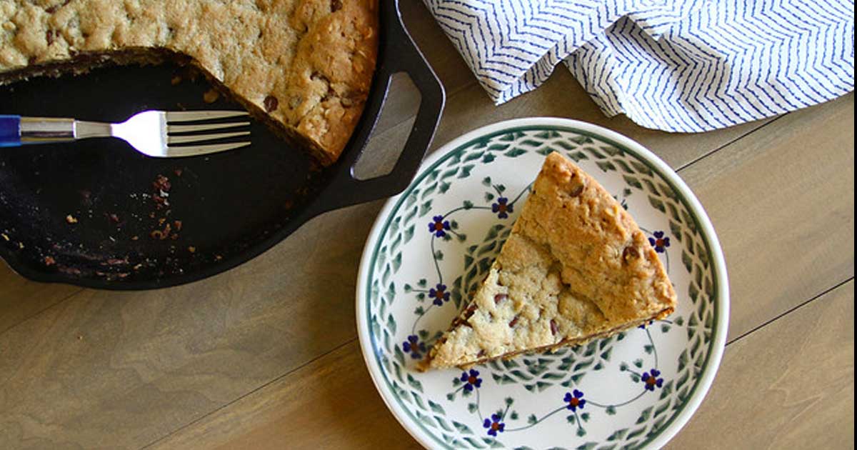 Cast Iron Skillet SunButter Oatmeal Chocolate Chip Cookie