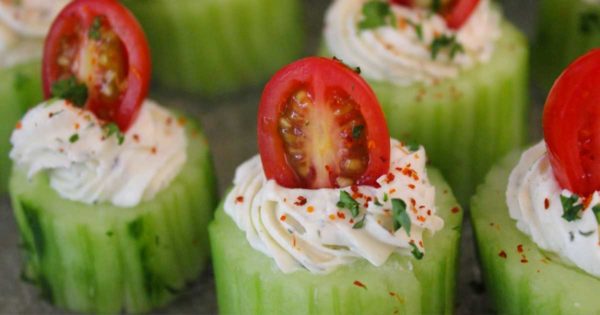 Cucumber Bites With Herb Cream Cheese & Cherry Tomatoes