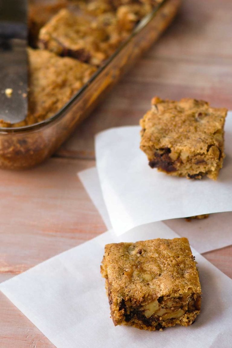 Chewy Whole Grain Chocolate, Date, and Walnut Bars