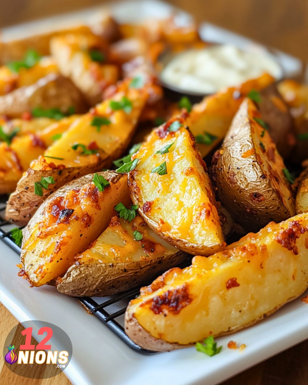 Air Fried Cheesy Potato Wedges Recipe