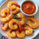 Serving Air Fryer Crispy Breaded Shrimp