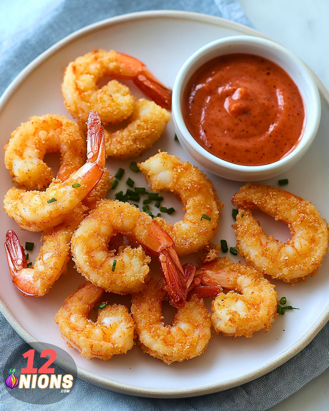 Serving Air Fryer Crispy Breaded Shrimp