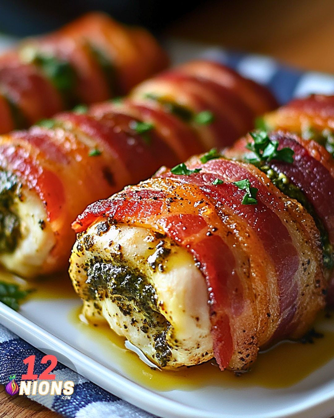 Bacon-Wrapped Pesto Chicken Rolls Recipe