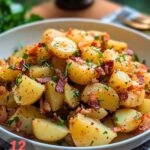 Making Bacon and Shallot Potato Salad