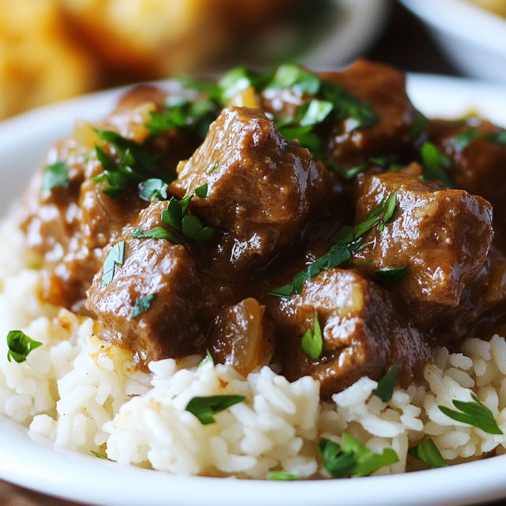 Making Beef Tips And Rice