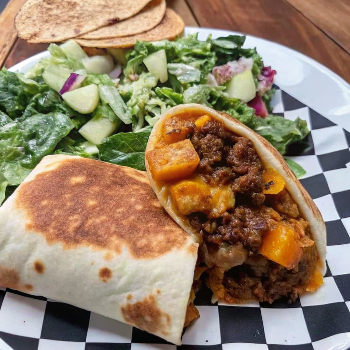 Cheesy Beef And Potato Burritos
