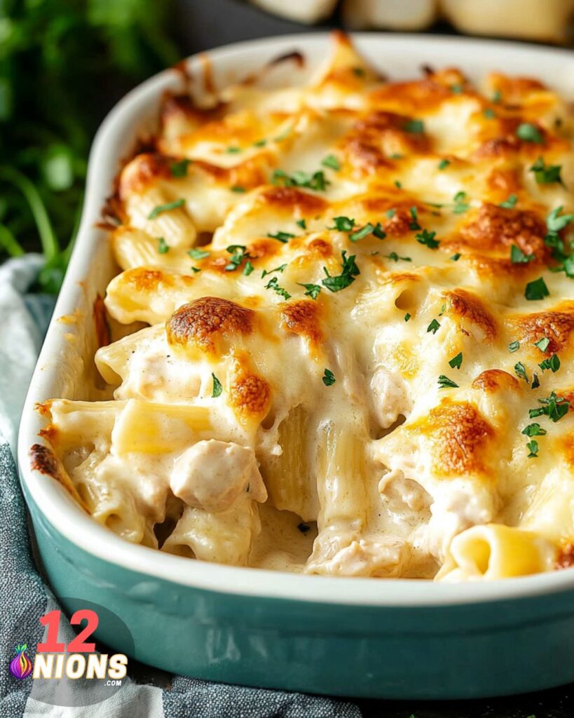 Cheesy Chicken Alfredo Pasta Bake Recipe