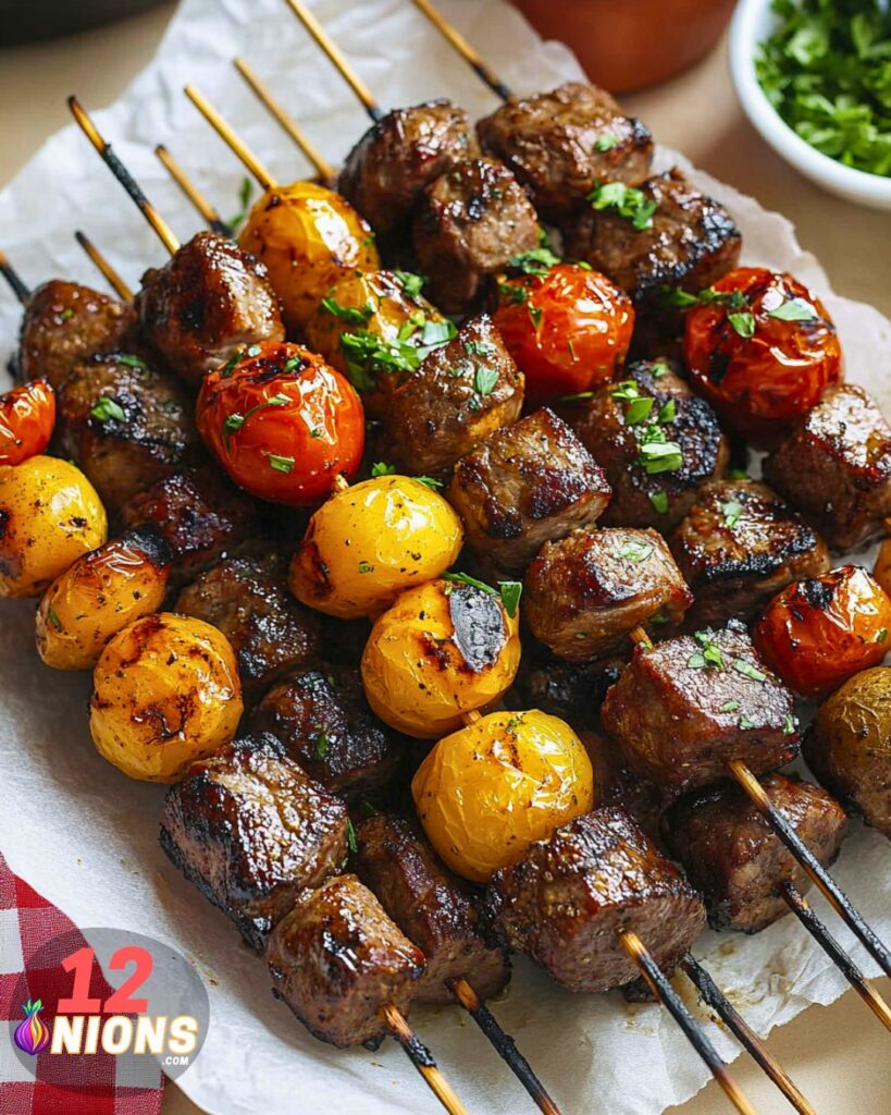 Juicy Rosemary Steak Skewers with Garlic Flavor