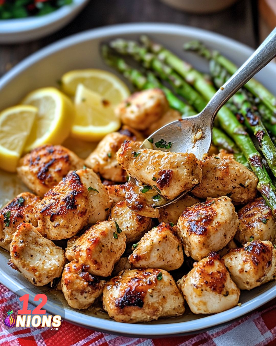 Serving Lemon Garlic Butter Chicken Bites