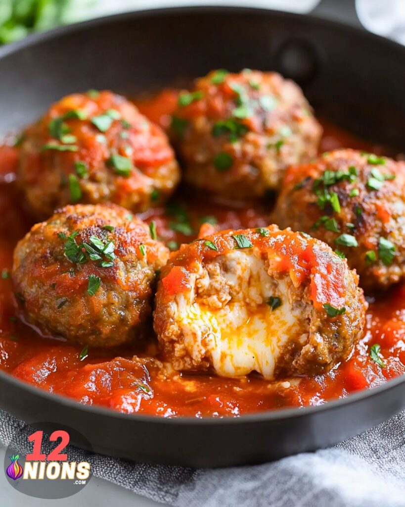 Low Carb Mozzarella Stuffed Meatballs Recipe