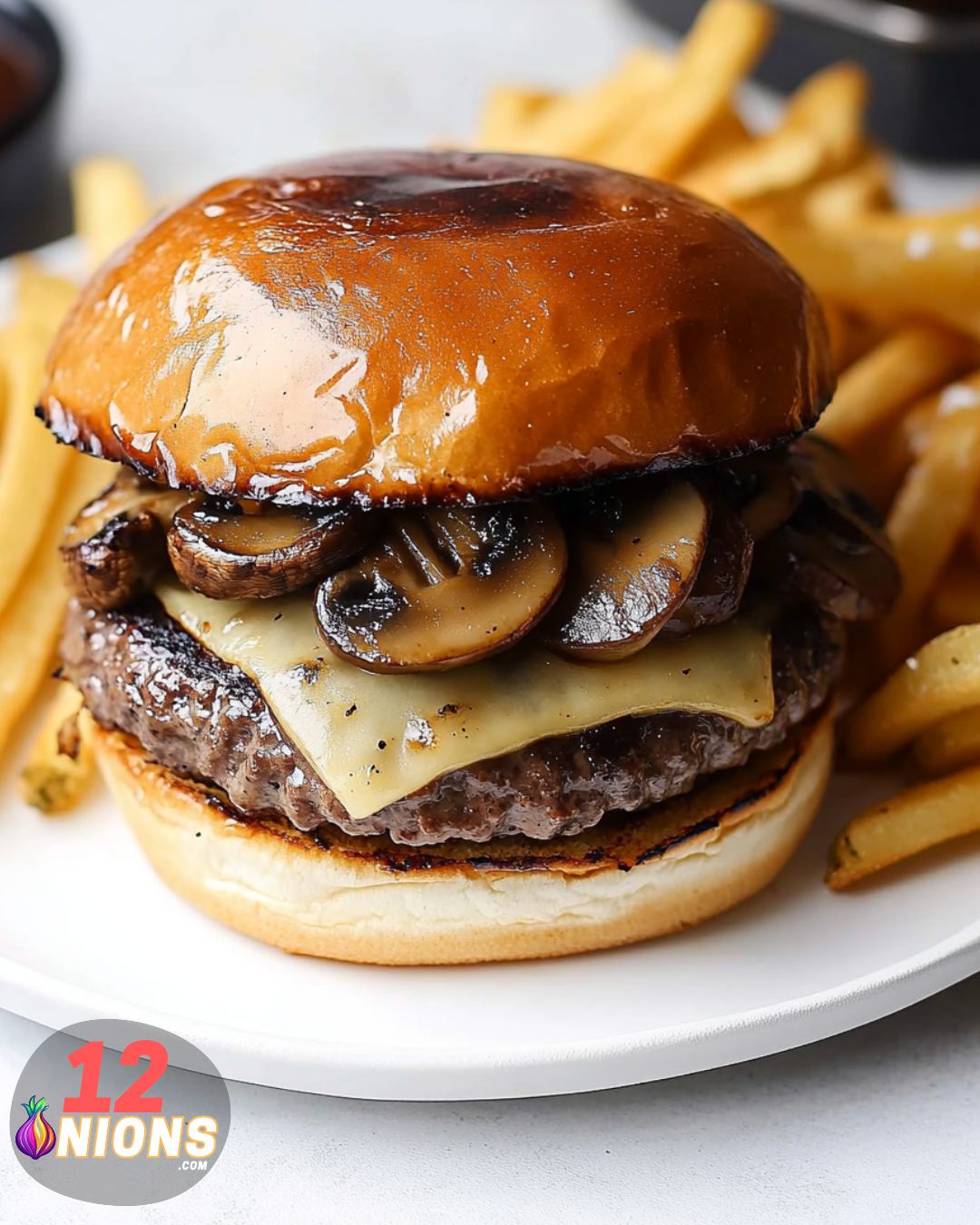 Serving Mushroom Swiss Burger