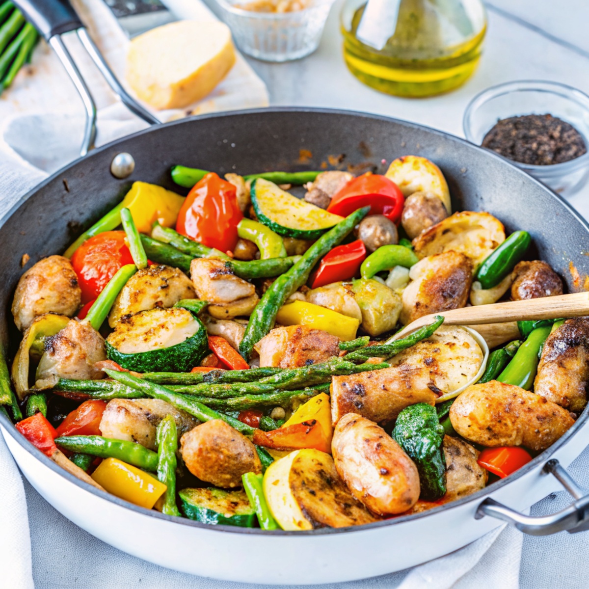 Making One Pan Italian Chicken Skillet