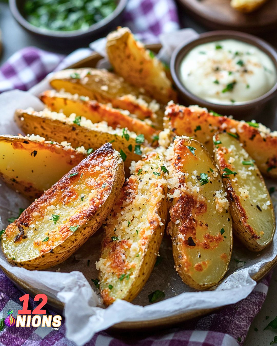 Oven Baked Garlic Parmesan Potato Wedges Recipe