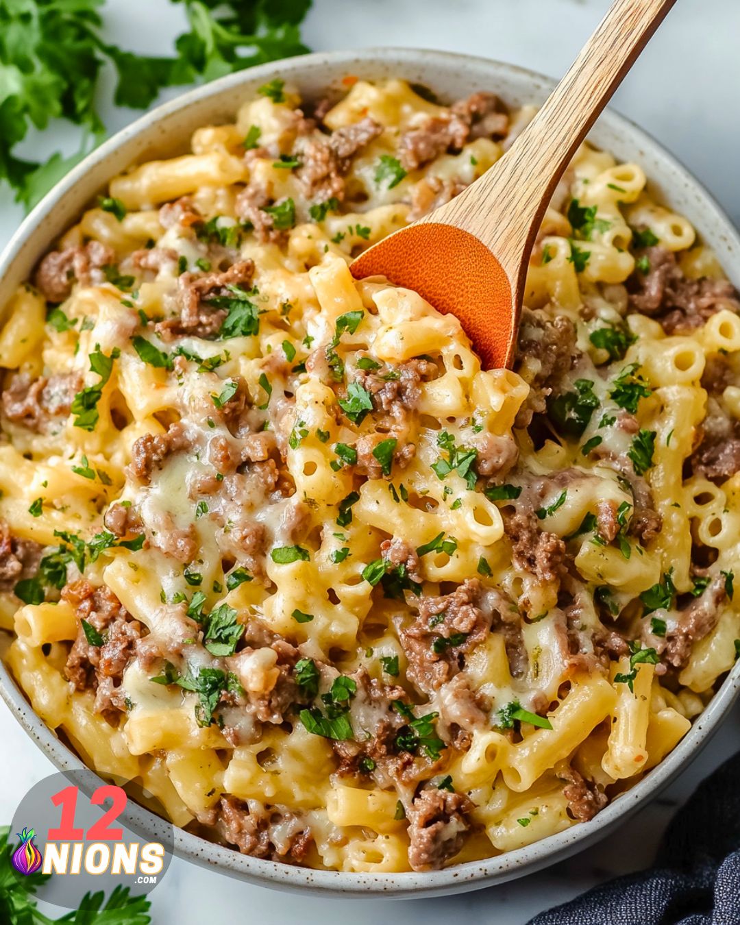 Making the Philly Cheesesteak Pasta