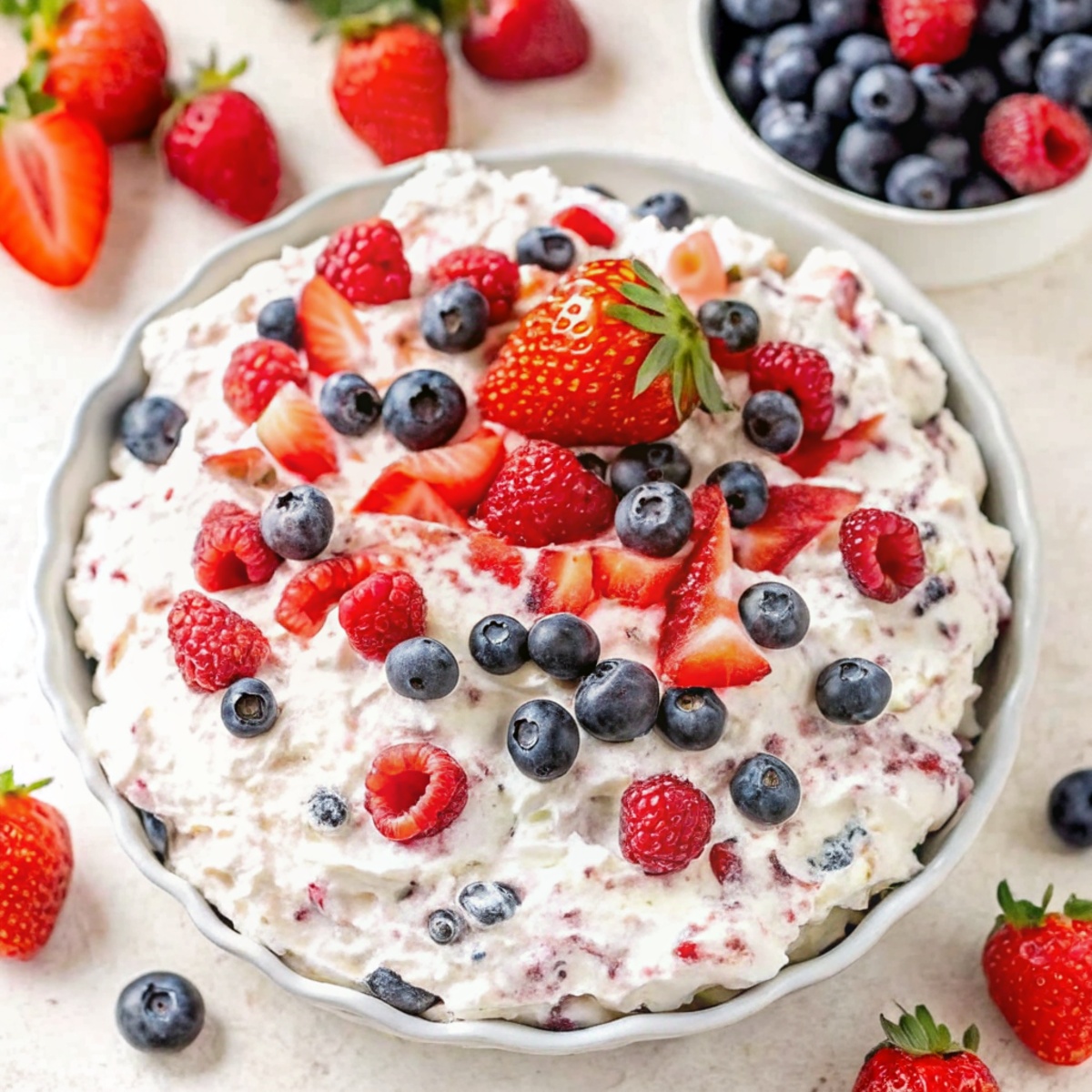 Fabulous Red White And Blue Cheesecake Salad