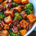 Roasted Sweet Potatoes, Broccoli, and Pecans Recipe