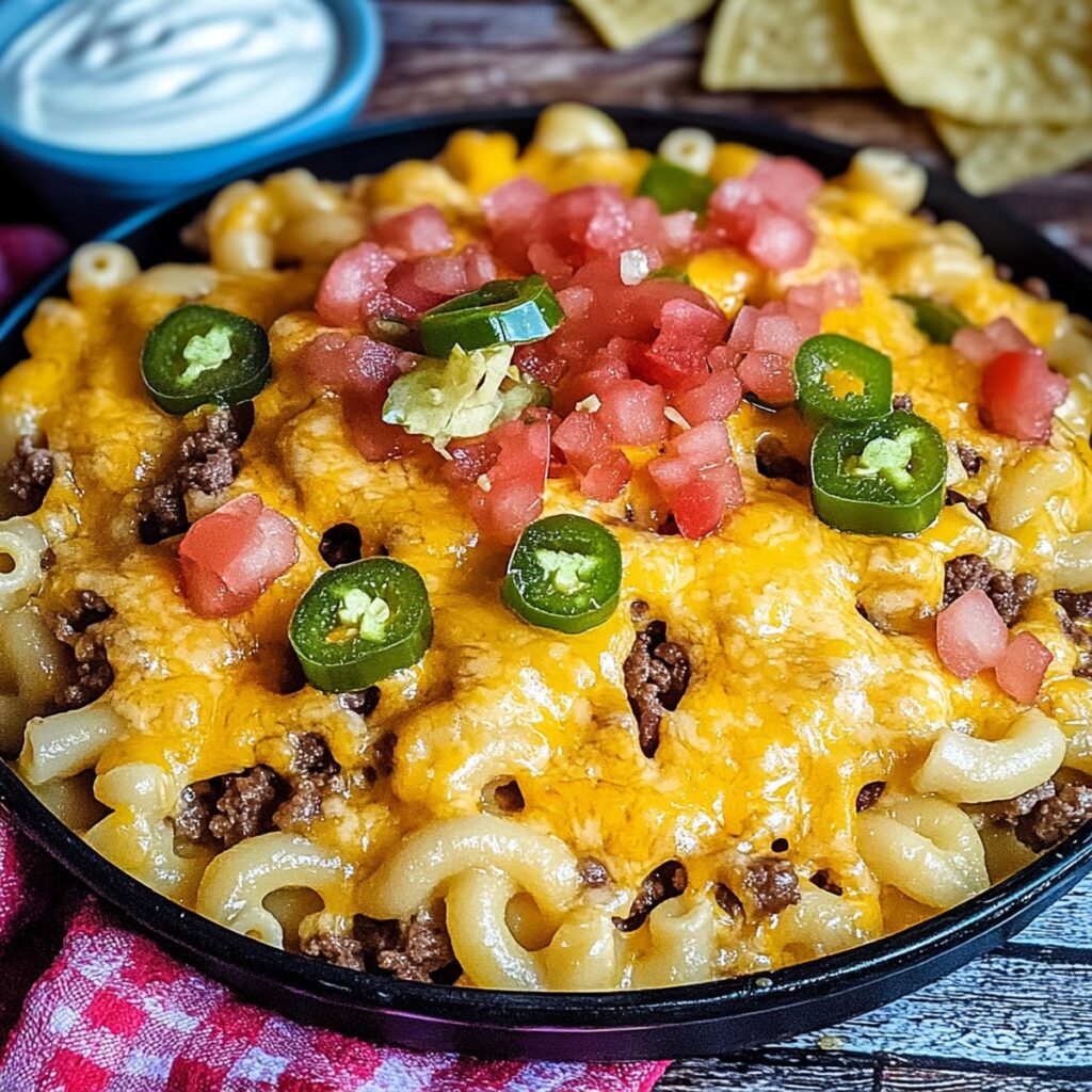 Taco Mac & Beef With Nacho Topping